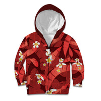 Red Banana Leaf Hawaii Kid Hoodie Lau Maia Plumeria Tropical Summer Vibes