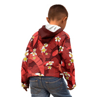 Red Banana Leaf Hawaii Kid Hoodie Lau Maia Plumeria Tropical Summer Vibes