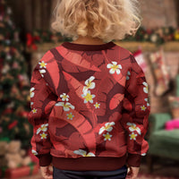 Red Banana Leaf Hawaii Kid Ugly Christmas Sweater Lau Maia Plumeria Tropical Summer Vibes LT14 - Polynesian Pride