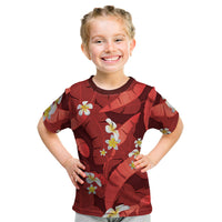 Red Banana Leaf Hawaii Kid T Shirt Lau Maia Plumeria Tropical Summer Vibes
