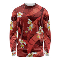 Red Banana Leaf Hawaii Long Sleeve Shirt Lau Maia Plumeria Tropical Summer Vibes