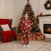 Red Banana Leaf Hawaii Christmas Pajama Set Lau Maia Plumeria Tropical Summer Vibes LT14 Kid Red - Polynesian Pride