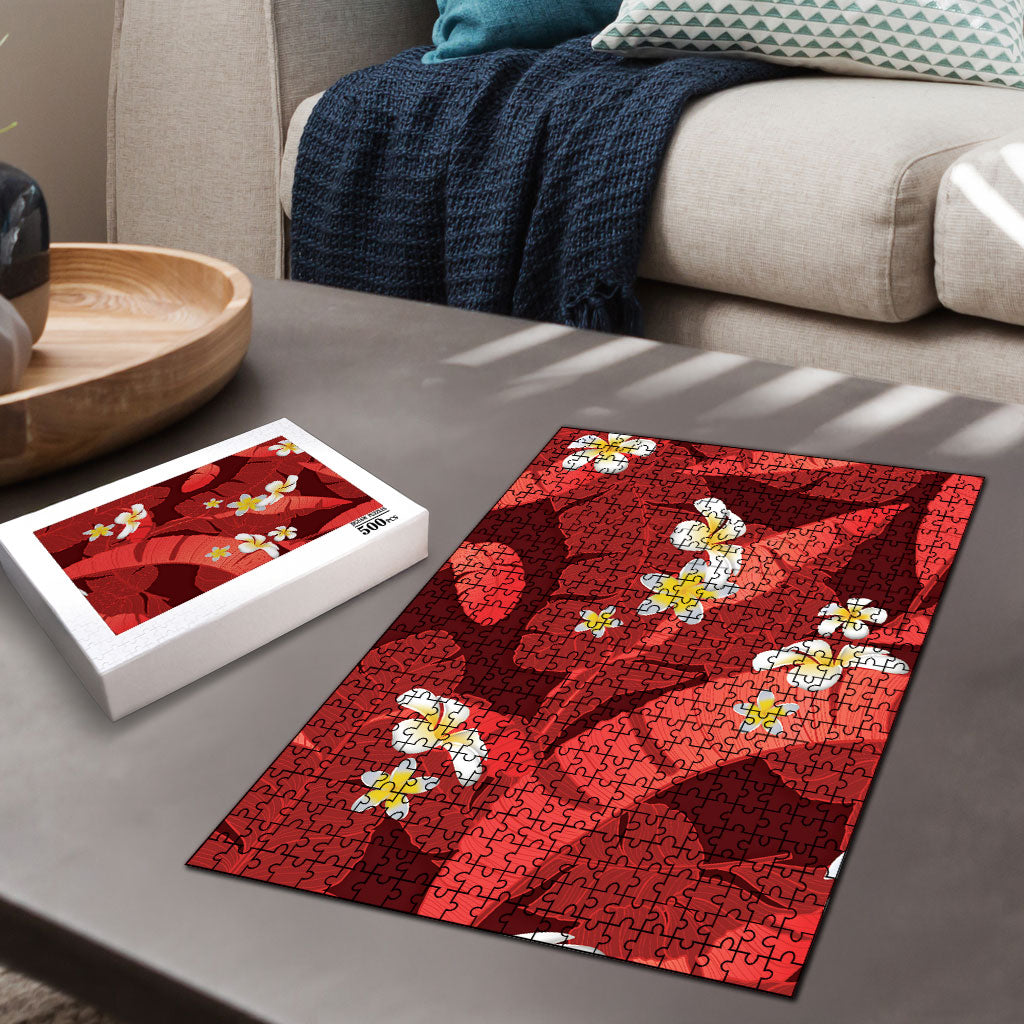 Red Banana Leaf Hawaii Puzzle Lau Maia Plumeria Tropical Summer Vibes