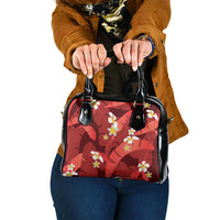 Red Banana Leaf Hawaii Shoulder Handbag Lau Maia Plumeria Tropical Summer Vibes