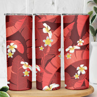 Red Banana Leaf Hawaii Skinny Tumbler Lau Maia Plumeria Tropical Summer Vibes