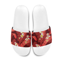 Red Banana Leaf Hawaii Slide Sandals Lau Maia Plumeria Tropical Summer Vibes