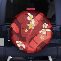 Red Banana Leaf Hawaii Spare Tire Cover Lau Maia Plumeria Tropical Summer Vibes