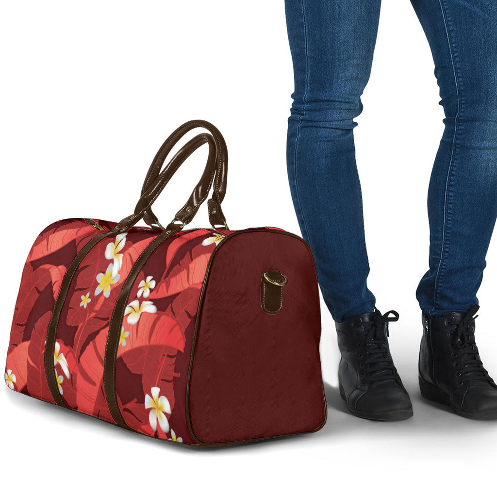 Red Banana Leaf Hawaii Travel Bag Lau Maia Plumeria Tropical Summer Vibes