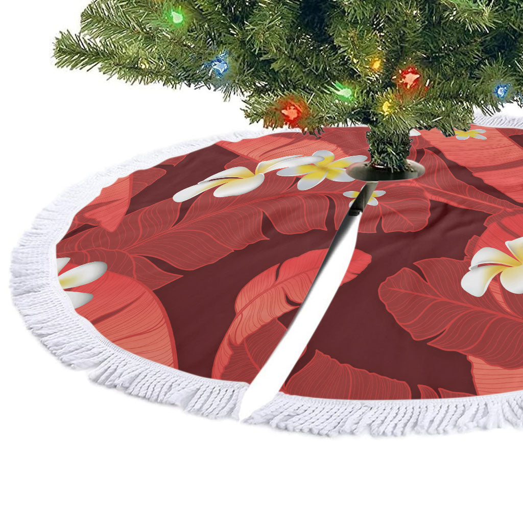 Red Banana Leaf Hawaii Tree Skirt Lau Maia Plumeria Tropical Summer Vibes LT14 - Polynesian Pride