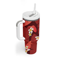 Red Banana Leaf Hawaii Tumbler With Handle Lau Maia Plumeria Tropical Summer Vibes