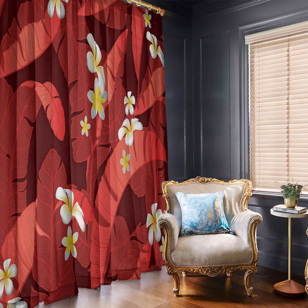 Red Banana Leaf Hawaii Window Curtain Lau Maia Plumeria Tropical Summer Vibes