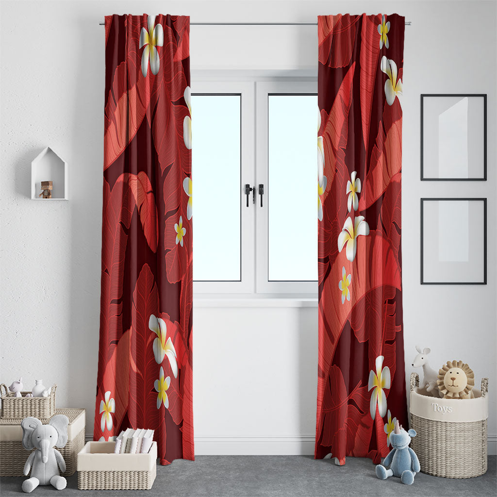 Red Banana Leaf Hawaii Window Curtain Lau Maia Plumeria Tropical Summer Vibes