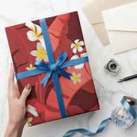 Red Banana Leaf Hawaii Wrapping Paper Lau Maia Plumeria Tropical Summer Vibes