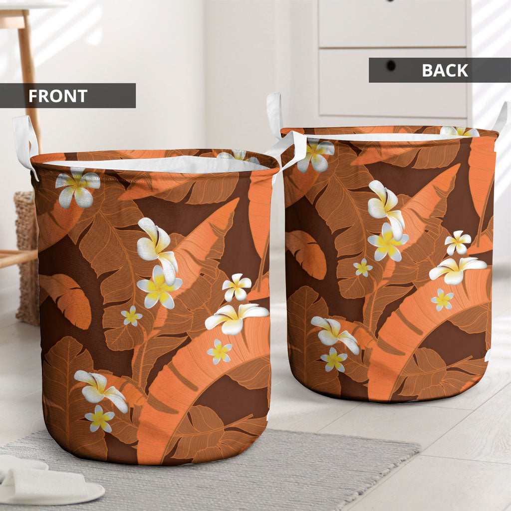 Orange Banana Leaf Hawaii Laundry Basket Lau Maia Plumeria Tropical Summer Vibes