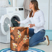 Orange Banana Leaf Hawaii Laundry Basket Lau Maia Plumeria Tropical Summer Vibes