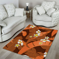Orange Banana Leaf Hawaii Area Rug Lau Maia Plumeria Tropical Summer Vibes
