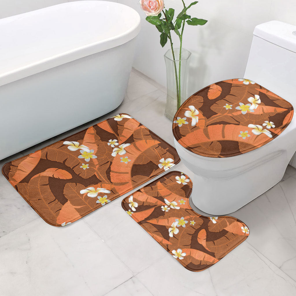 Orange Banana Leaf Hawaii Bathroom Set Lau Maia Plumeria Tropical Summer Vibes