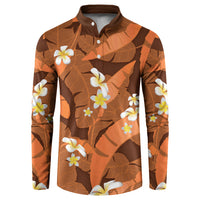 Orange Banana Leaf Hawaii Button Sweatshirt Lau Maia Plumeria Tropical Summer Vibes