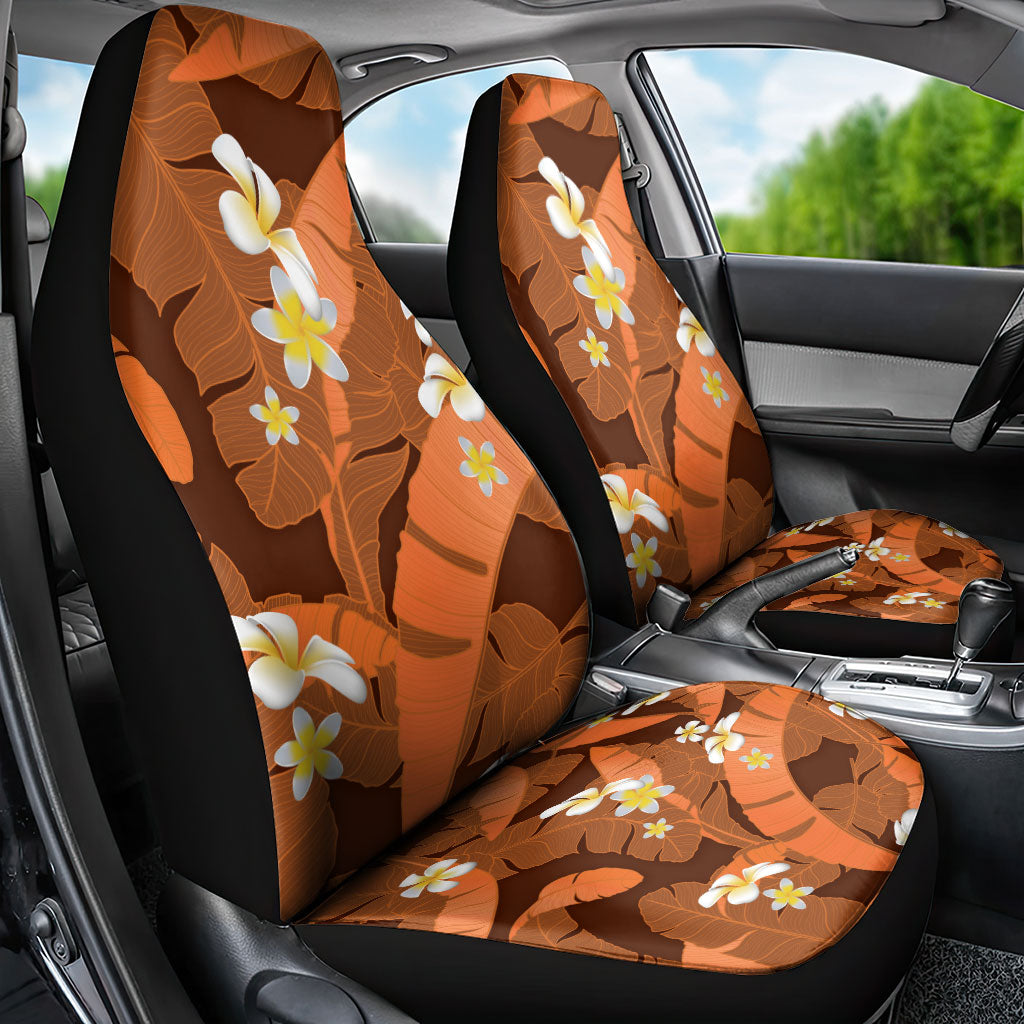 Orange Banana Leaf Hawaii Car Seat Cover Lau Maia Plumeria Tropical Summer Vibes