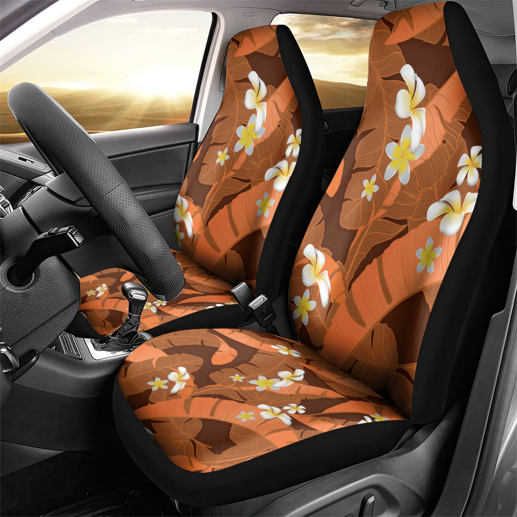 Orange Banana Leaf Hawaii Car Seat Cover Lau Maia Plumeria Tropical Summer Vibes