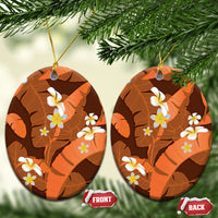 Orange Banana Leaf Hawaii Ceramic Ornament Lau Maia Plumeria Tropical Summer Vibes LT14 Oval Orange - Polynesian Pride