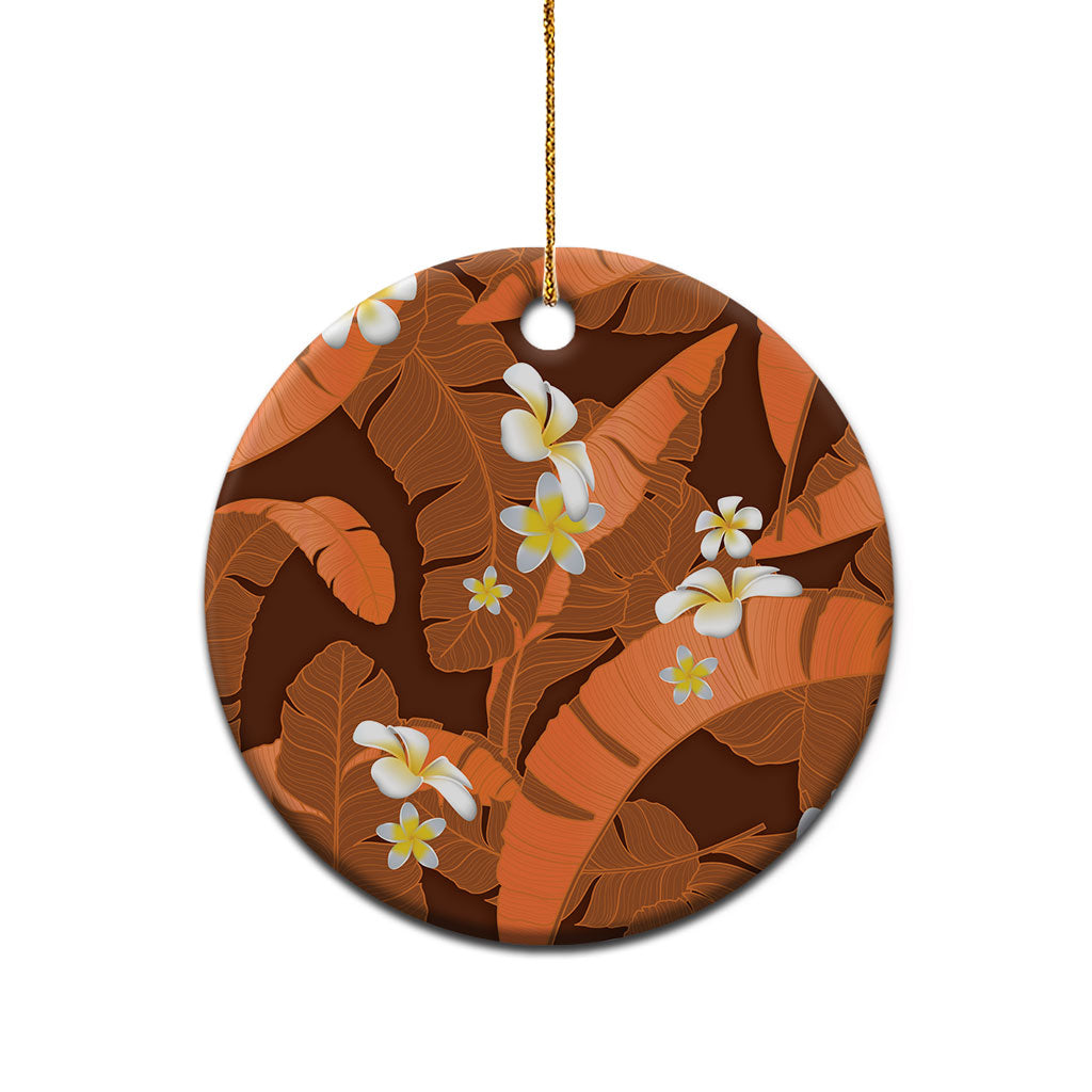 Orange Banana Leaf Hawaii Ceramic Ornament Lau Maia Plumeria Tropical Summer Vibes LT14 - Polynesian Pride