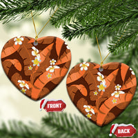 Orange Banana Leaf Hawaii Ceramic Ornament Lau Maia Plumeria Tropical Summer Vibes LT14 Heart Orange - Polynesian Pride