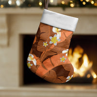 Orange Banana Leaf Hawaii Christmas Stocking Lau Maia Plumeria Tropical Summer Vibes LT14 Set of 2 Orange - Polynesian Pride