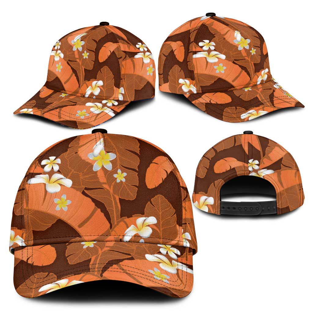 Orange Banana Leaf Hawaii Classic Cap Lau Maia Plumeria Tropical Summer Vibes