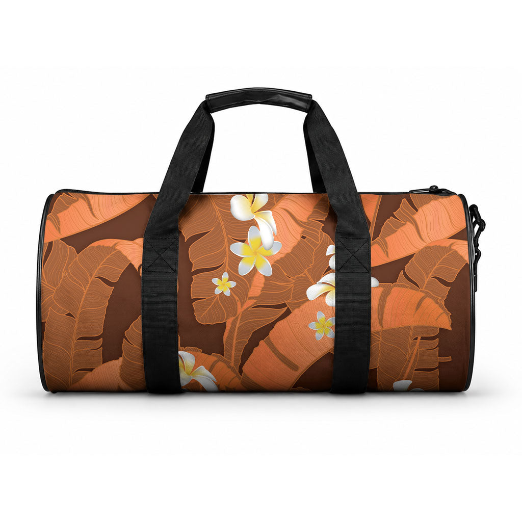 Orange Banana Leaf Hawaii Duffle Bag Lau Maia Plumeria Tropical Summer Vibes LT14 One size Orange - Polynesian Pride