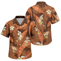 Orange Banana Leaf Hawaii Family Matching Off Shoulder Short Dress and Hawaiian Shirt Lau Maia Plumeria Tropical Summer Vibes