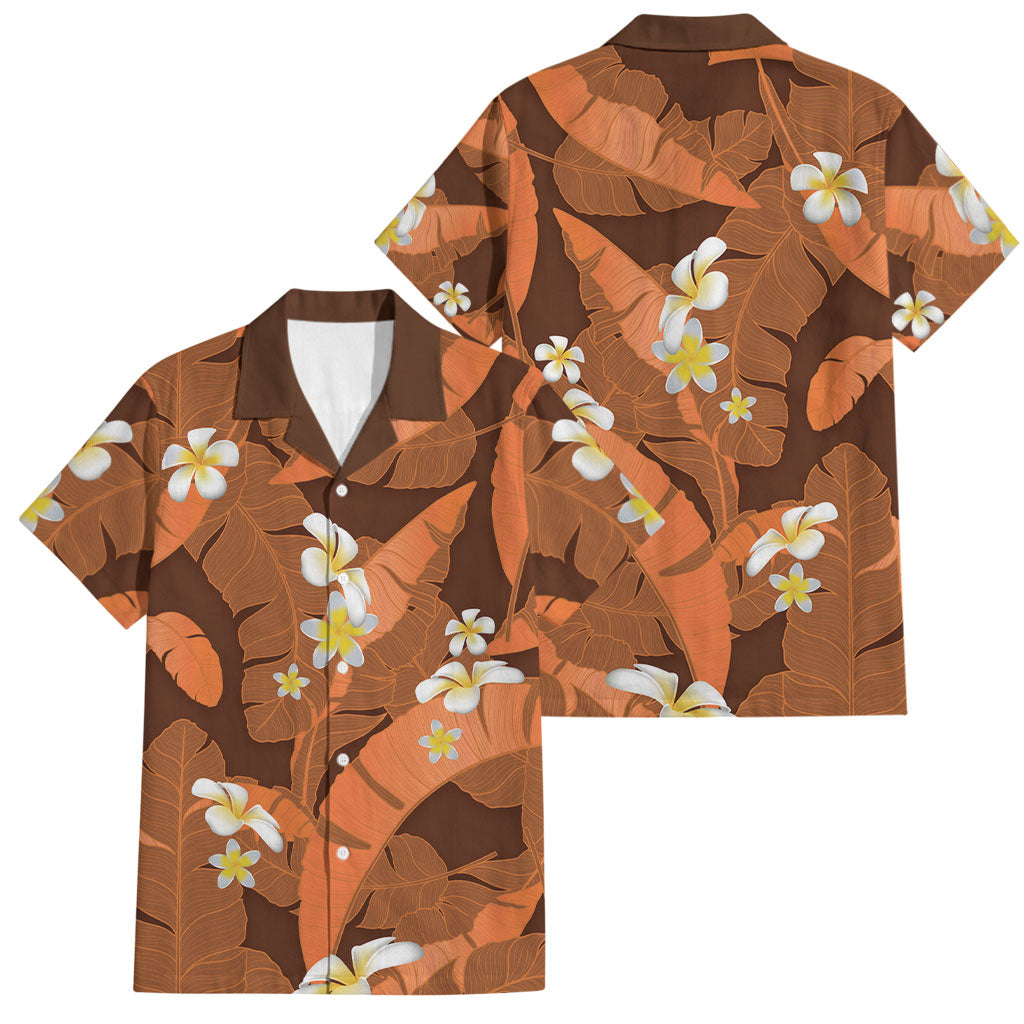 Orange Banana Leaf Hawaii Family Matching Tank Maxi Dress and Hawaiian Shirt Lau Maia Plumeria Tropical Summer Vibes