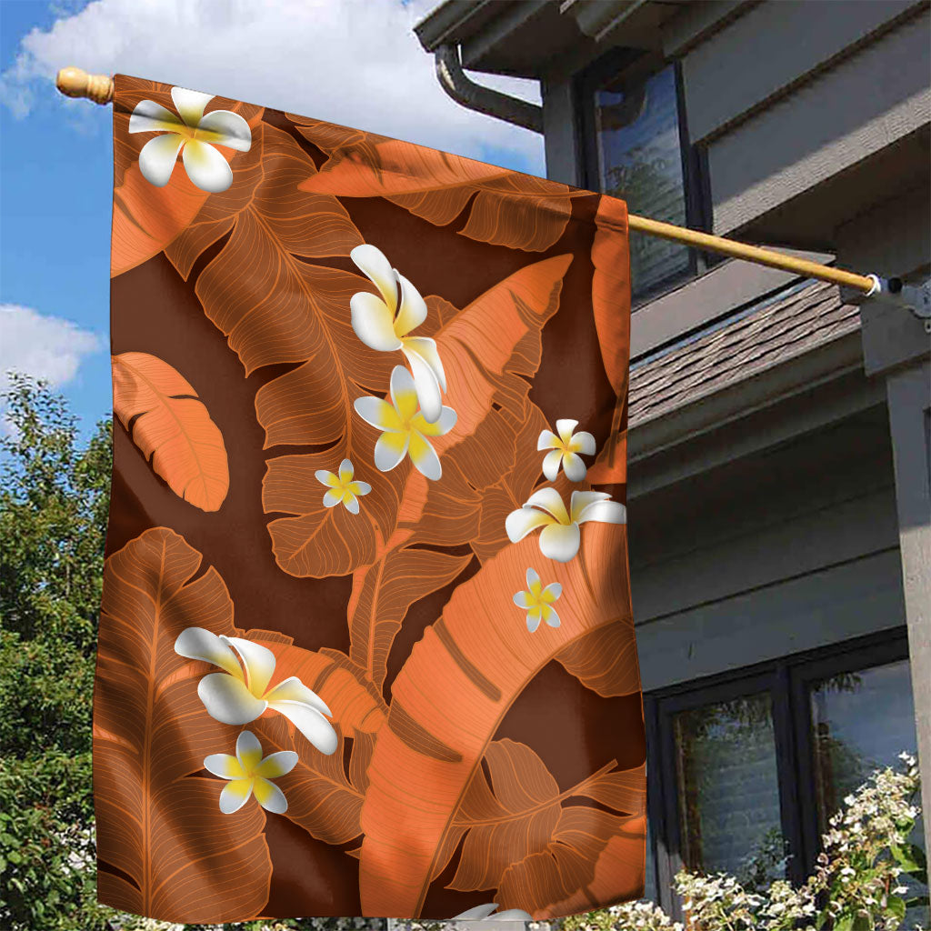 Orange Banana Leaf Hawaii Garden Flag Lau Maia Plumeria Tropical Summer Vibes