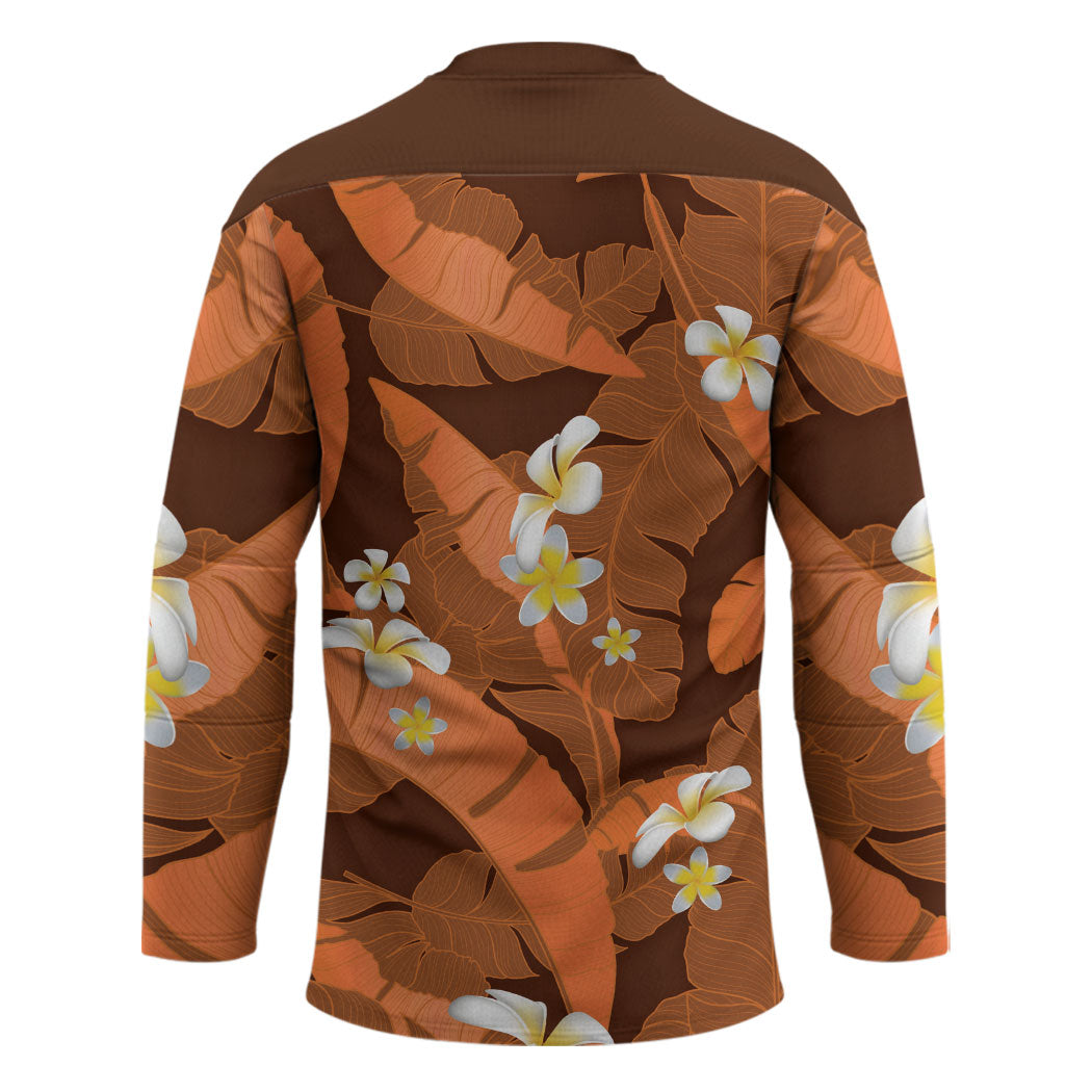 Orange Banana Leaf Hawaii Hockey Jersey Lau Maia Plumeria Tropical Summer Vibes