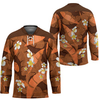 Orange Banana Leaf Hawaii Hockey Jersey Lau Maia Plumeria Tropical Summer Vibes