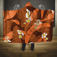 Orange Banana Leaf Hawaii Hooded Blanket Lau Maia Plumeria Tropical Summer Vibes