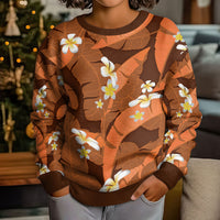 Orange Banana Leaf Hawaii Kid Ugly Christmas Sweater Lau Maia Plumeria Tropical Summer Vibes LT14 - Polynesian Pride