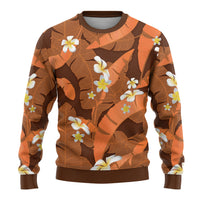 Orange Banana Leaf Hawaii Ugly Christmas Sweater Lau Maia Plumeria Tropical Summer Vibes LT14 - Polynesian Pride