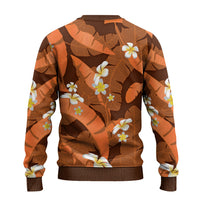 Orange Banana Leaf Hawaii Ugly Christmas Sweater Lau Maia Plumeria Tropical Summer Vibes LT14 - Polynesian Pride