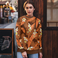Orange Banana Leaf Hawaii Ugly Christmas Sweater Lau Maia Plumeria Tropical Summer Vibes LT14 - Polynesian Pride