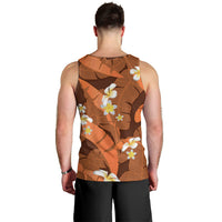 Orange Banana Leaf Hawaii Men Tank Top Lau Maia Plumeria Tropical Summer Vibes