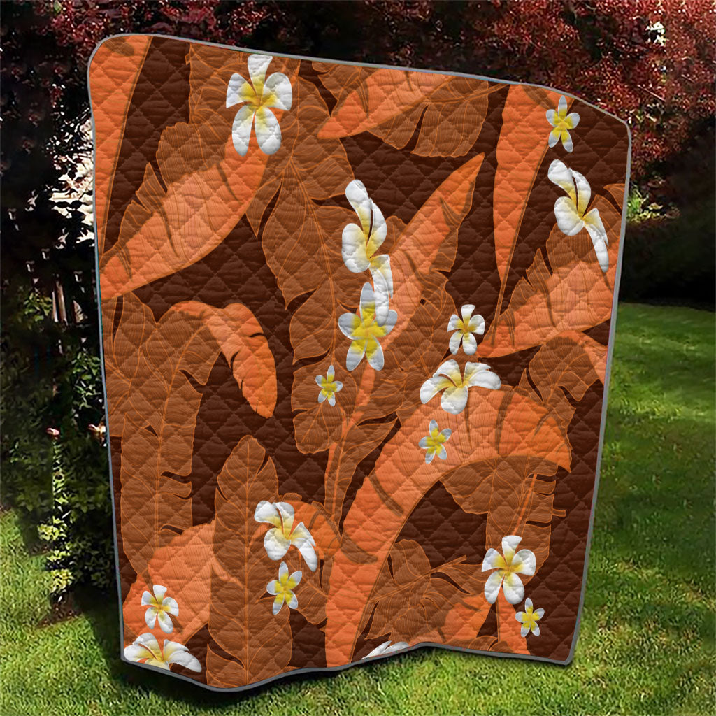 Orange Banana Leaf Hawaii Quilt Lau Maia Plumeria Tropical Summer Vibes