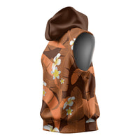 Orange Banana Leaf Hawaii Sleeveless Hoodie Lau Maia Plumeria Tropical Summer Vibes