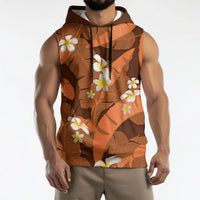 Orange Banana Leaf Hawaii Sleeveless Hoodie Lau Maia Plumeria Tropical Summer Vibes