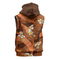 Orange Banana Leaf Hawaii Sleeveless Zip Hoodie Lau Maia Plumeria Tropical Summer Vibes