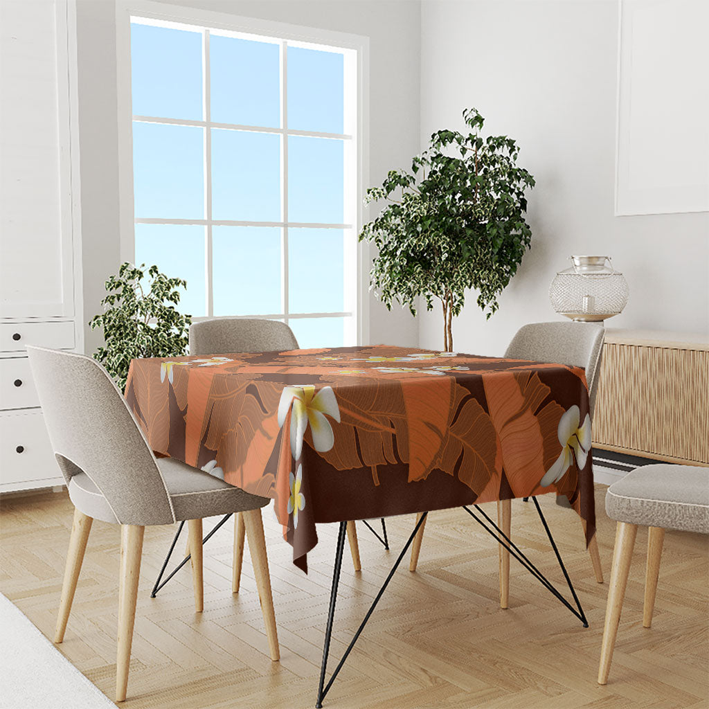 Orange Banana Leaf Hawaii Tablecloth Lau Maia Plumeria Tropical Summer Vibes