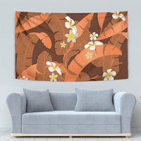 Orange Banana Leaf Hawaii Tapestry Lau Maia Plumeria Tropical Summer Vibes