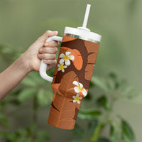Orange Banana Leaf Hawaii Tumbler With Handle Lau Maia Plumeria Tropical Summer Vibes