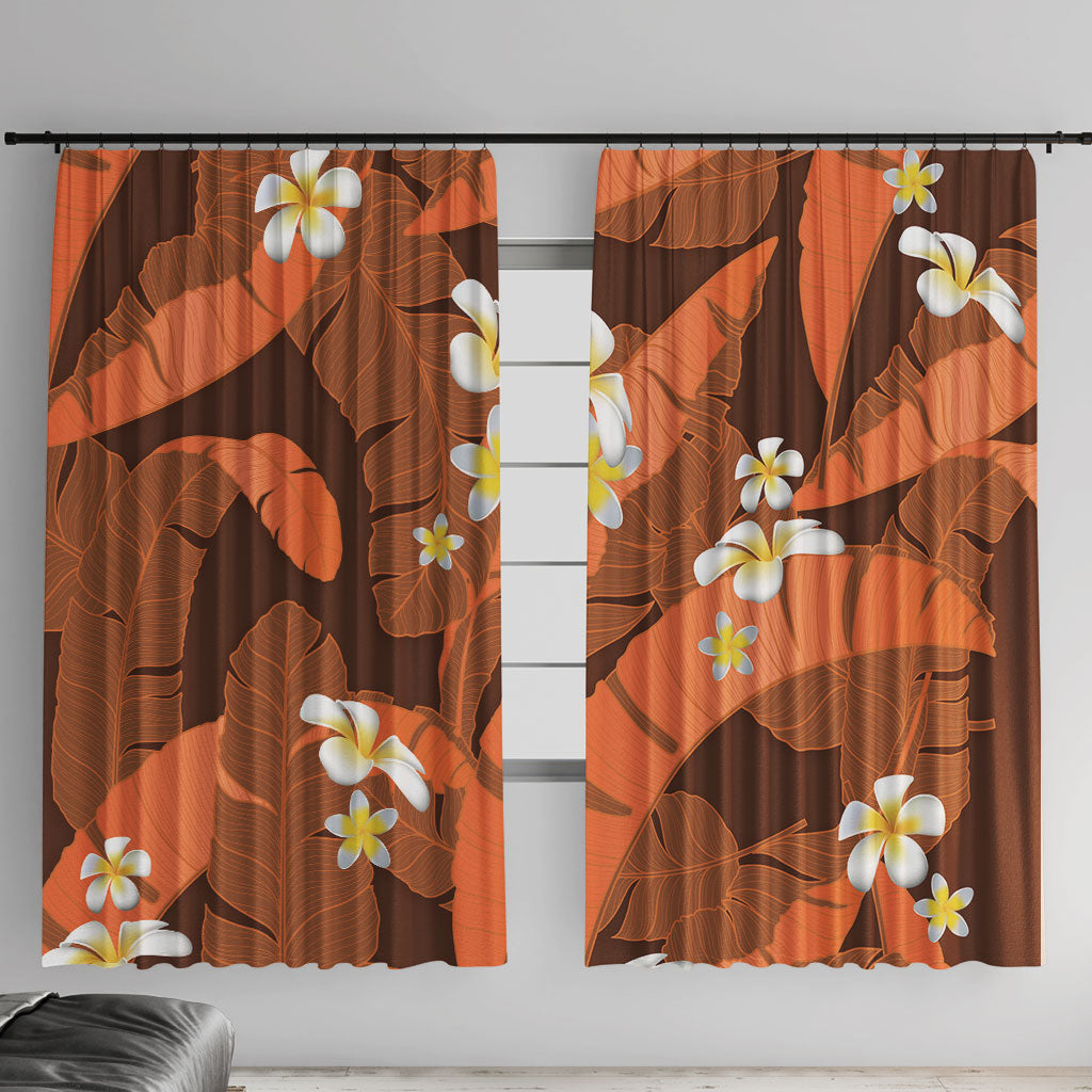 Orange Banana Leaf Hawaii Window Curtain Lau Maia Plumeria Tropical Summer Vibes