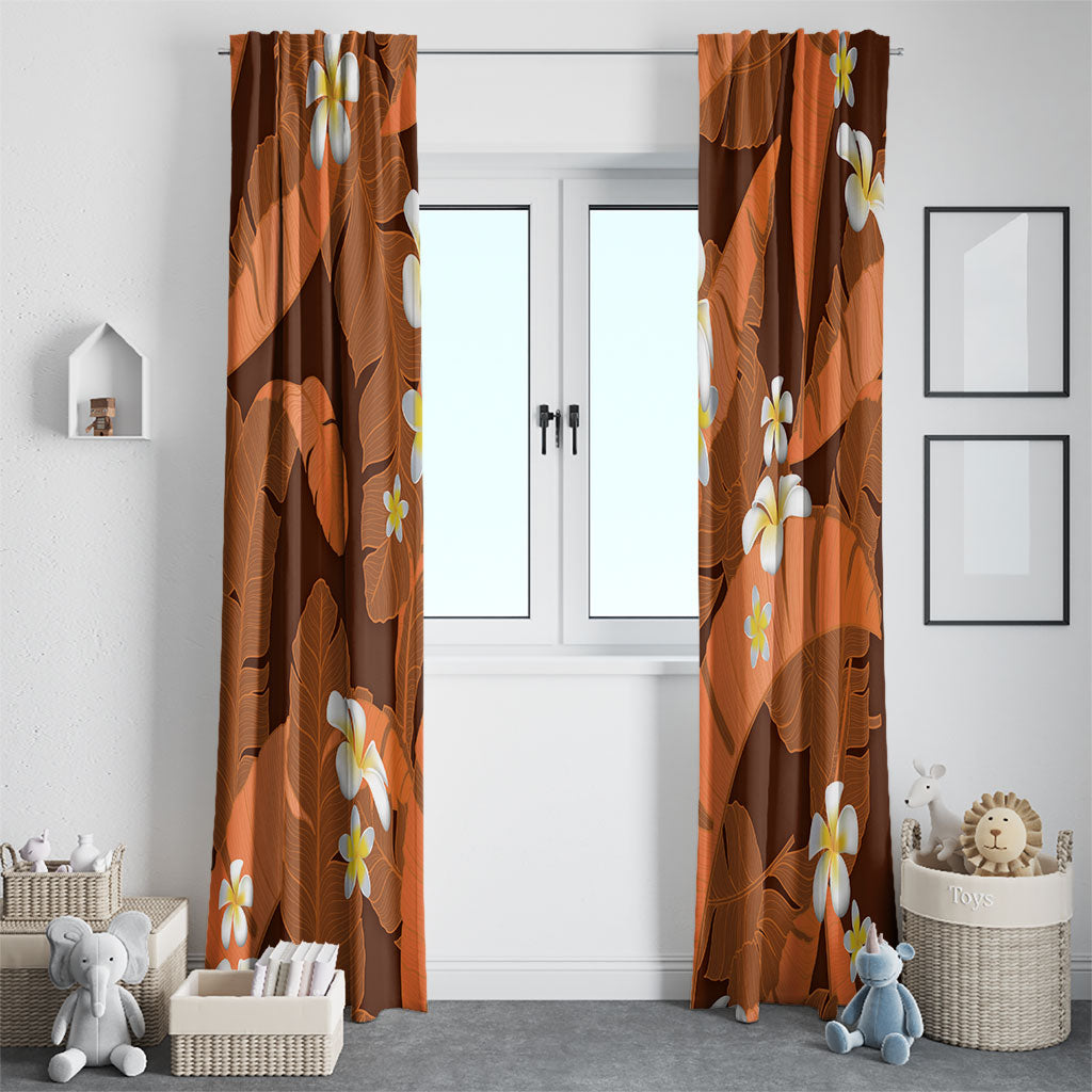 Orange Banana Leaf Hawaii Window Curtain Lau Maia Plumeria Tropical Summer Vibes